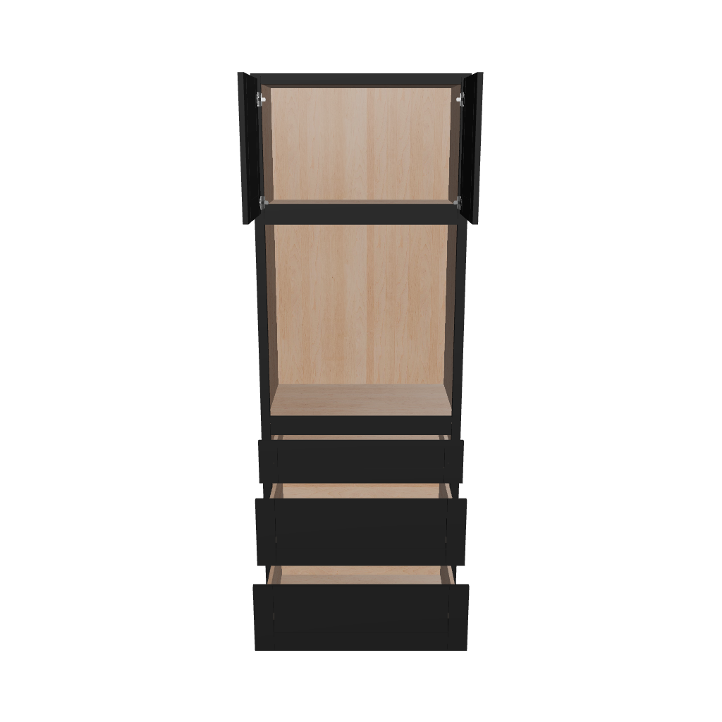 Modernform Cabinet Onyx Black Shaker 33" W X 90" H X 24" D Oven Cabinet With 3 Drawers