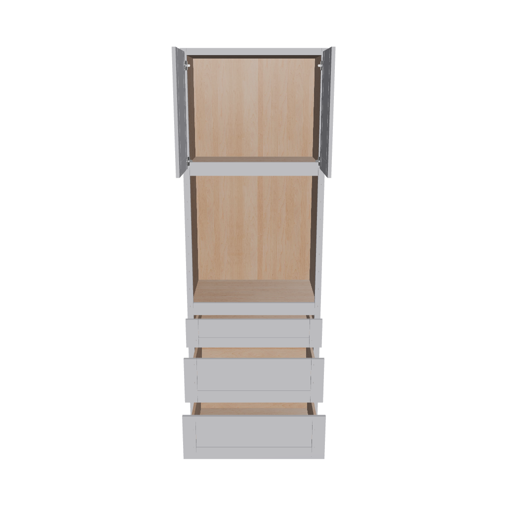 Modernform Cabinet Grey Shaker 33" W X 96" H X 24" D Oven Cabinet With 3 Drawers