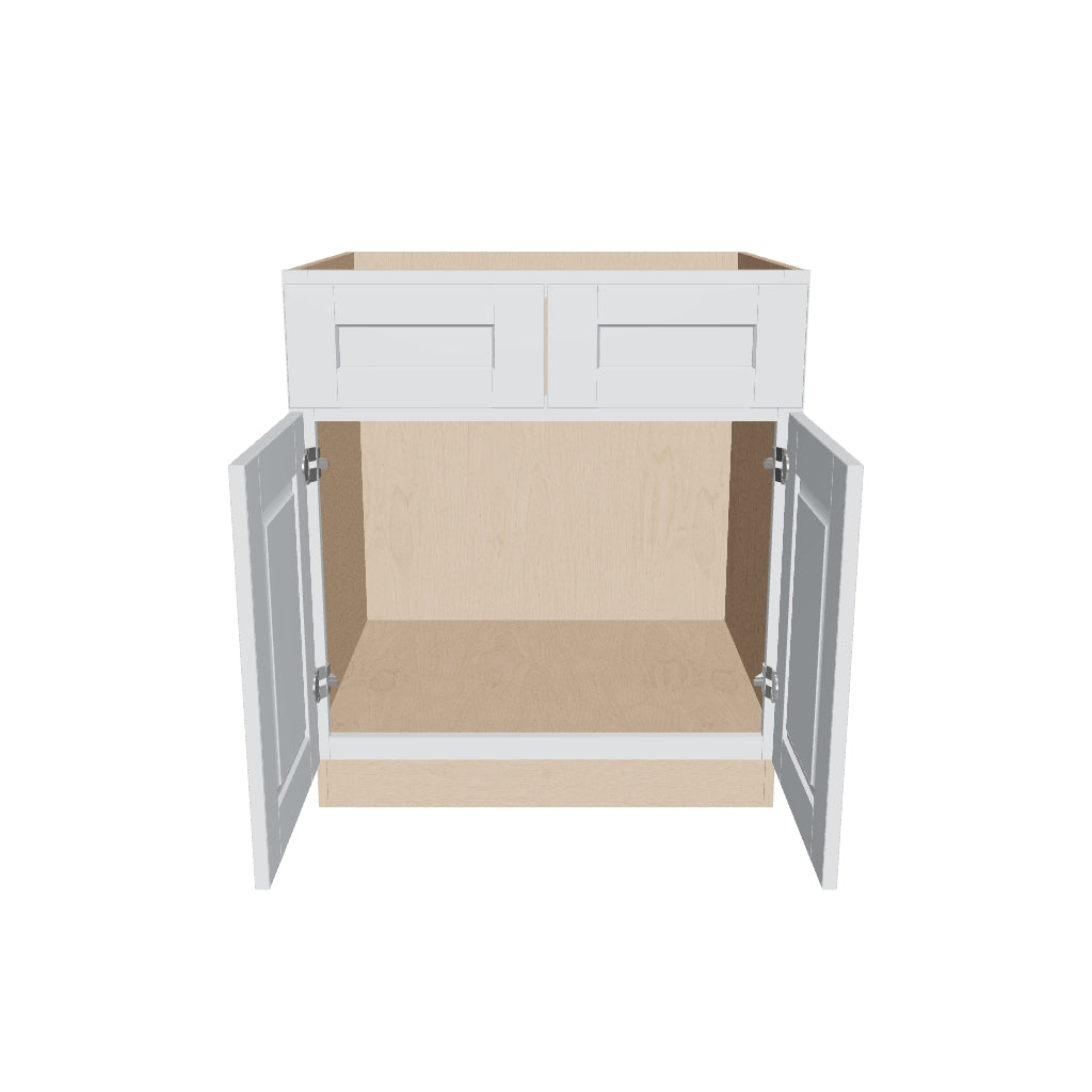 J&K White Shaker S8 Sink Base  30" W