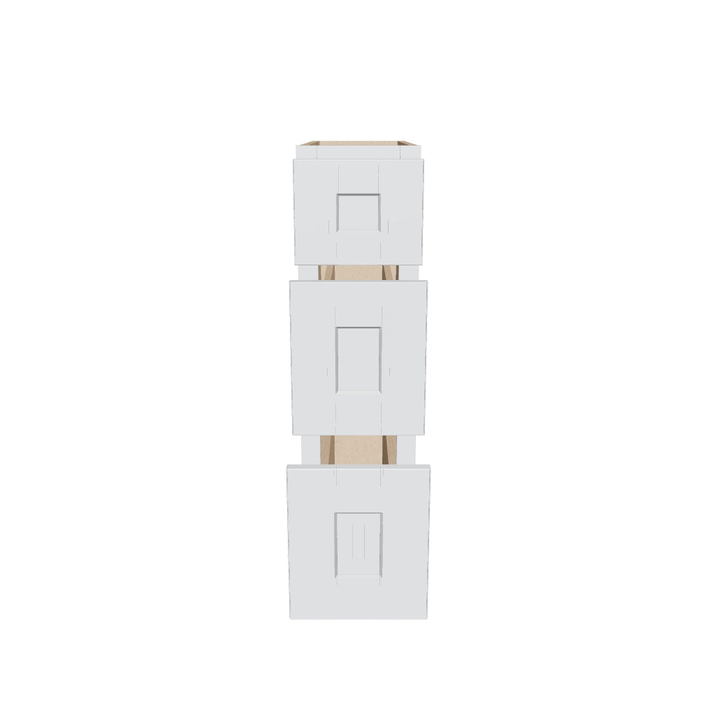 J&K White Shaker S8 Vanity 3 Drawer Base 09" W x 33" H x 21" D