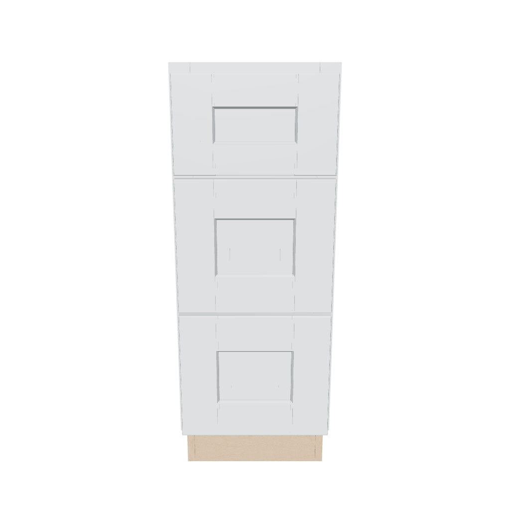 J&K White Shaker S8 Vanity 3 Drawer Base 12" W x 33" H x 21" D