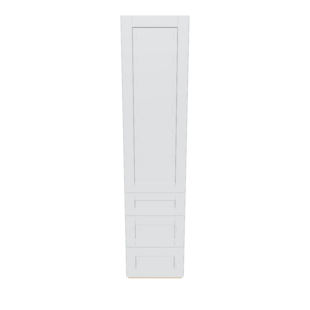J&K White Shaker S8 Vanity Linen with bottom Drawers 18" W x 81" H x 24" D