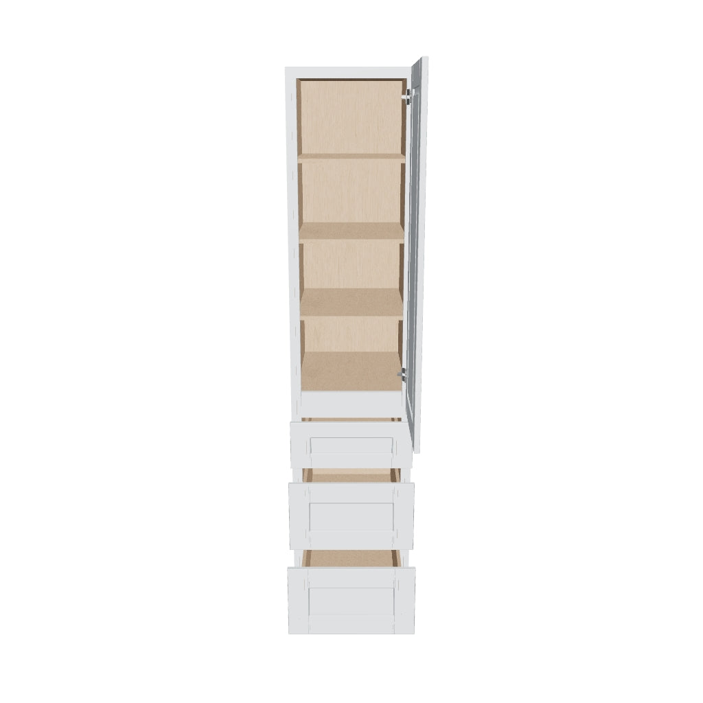 J&K White Shaker S8 Vanity Linen with bottom Drawers 18" W x 81" H x 24" D