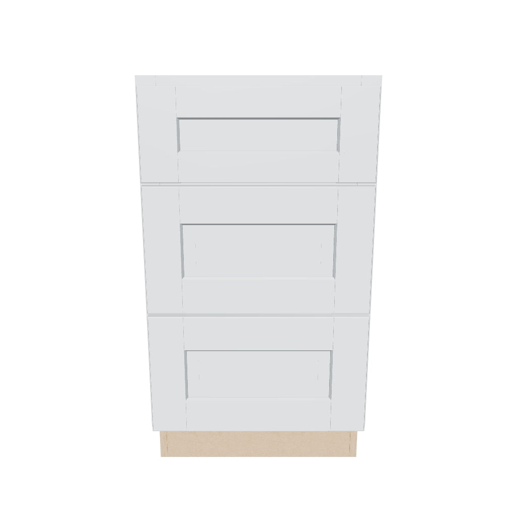 J&K White Shaker S8 Vanity 3 Drawer Base 18" W x 33" H x 21" D