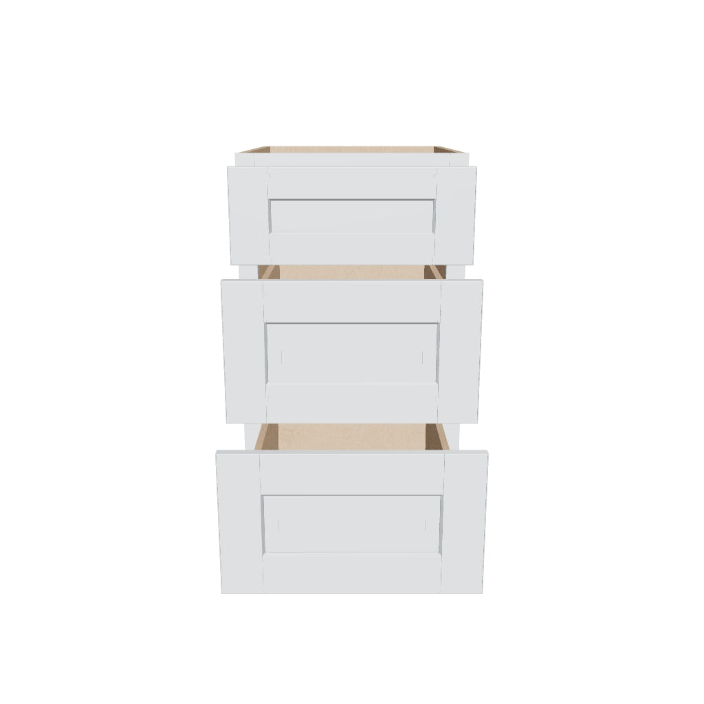J&K White Shaker S8 Vanity 3 Drawer Base 18" W x 33" H x 21" D