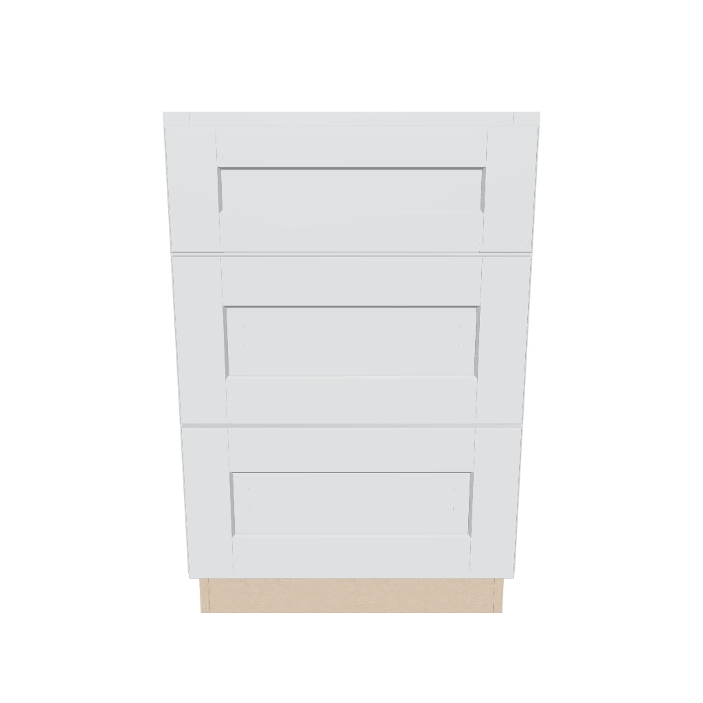 J&K White Shaker S8 Vanity 3 Drawer Base 21" W x 33" H x 21" D