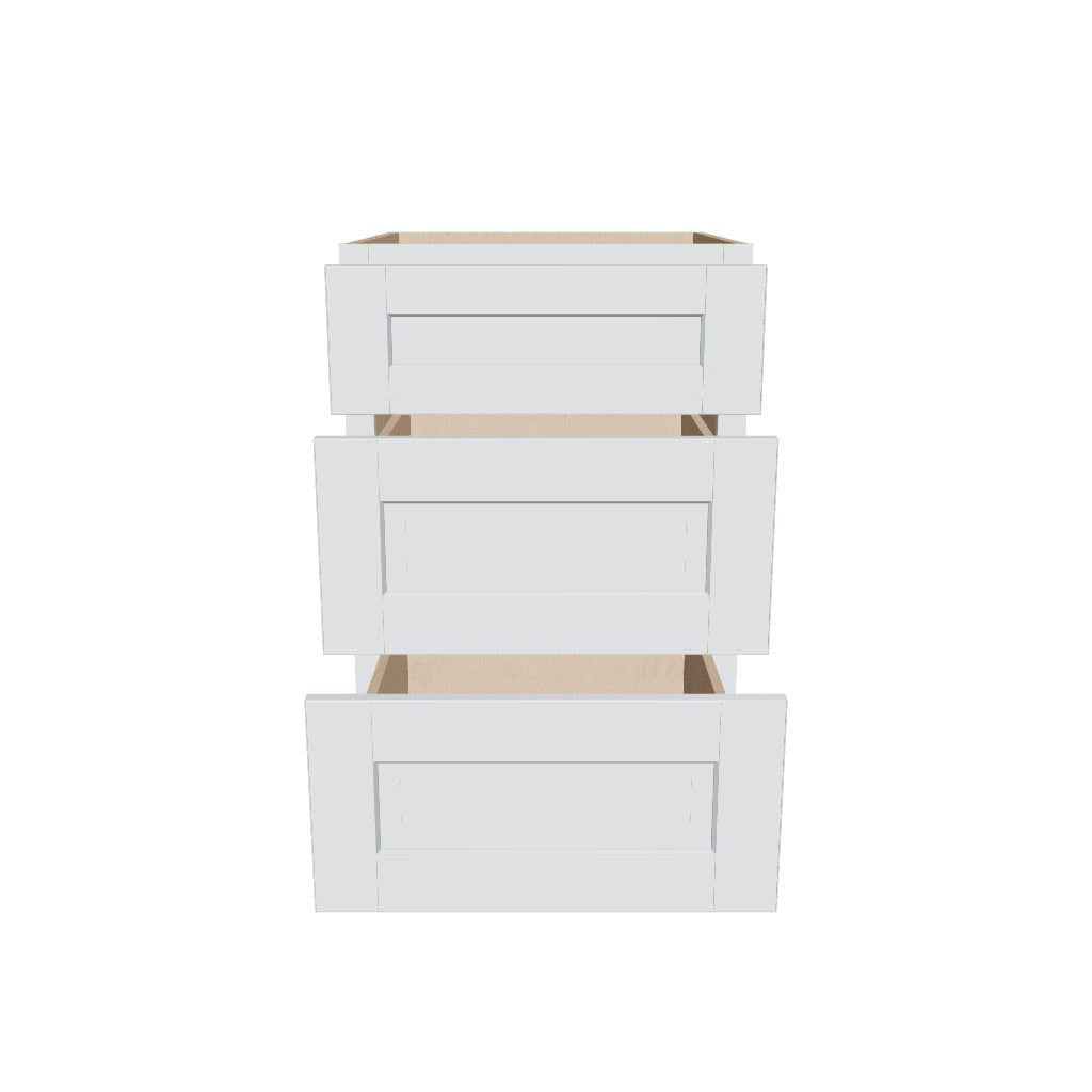 J&K White Shaker S8 Vanity 3 Drawer Base 21" W x 33" H x 21" D