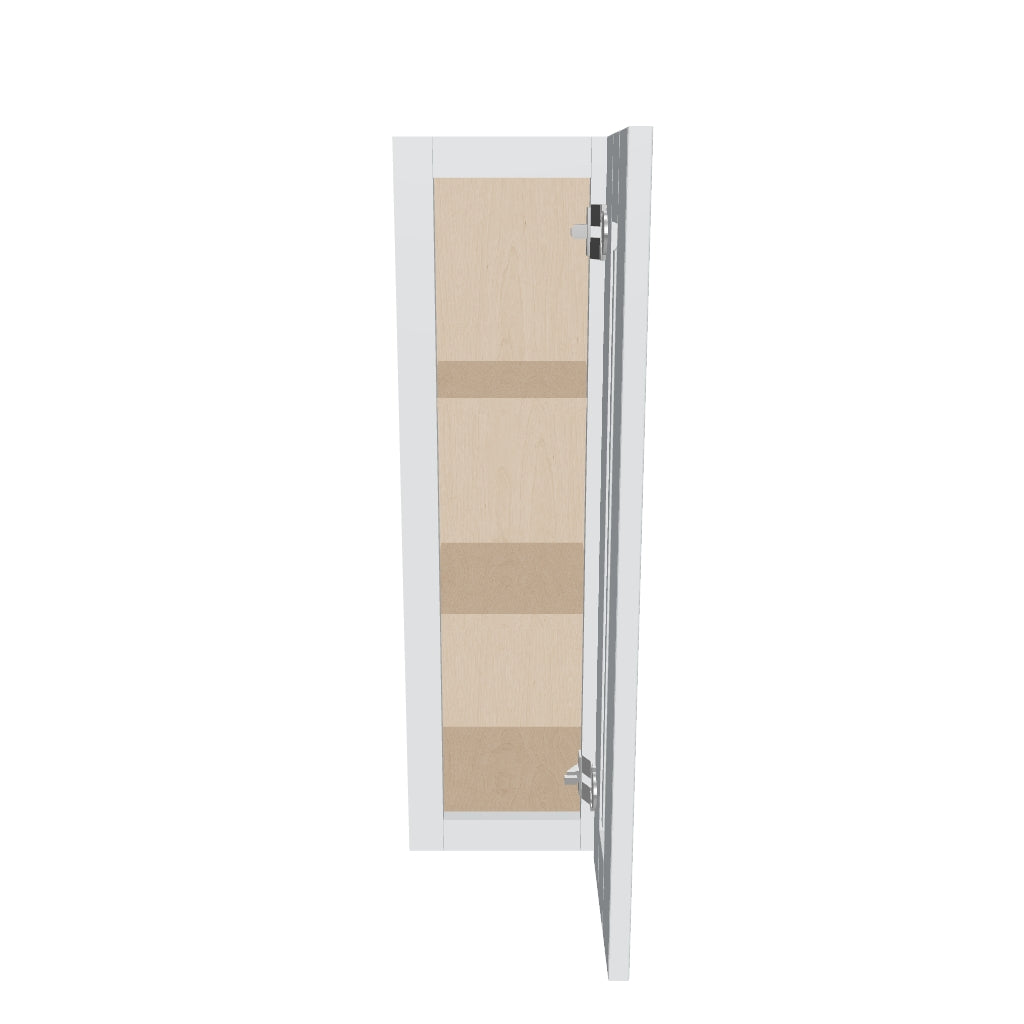 J&K White Shaker S8 Single Door Wall Cabinet   09" W x 30" H
