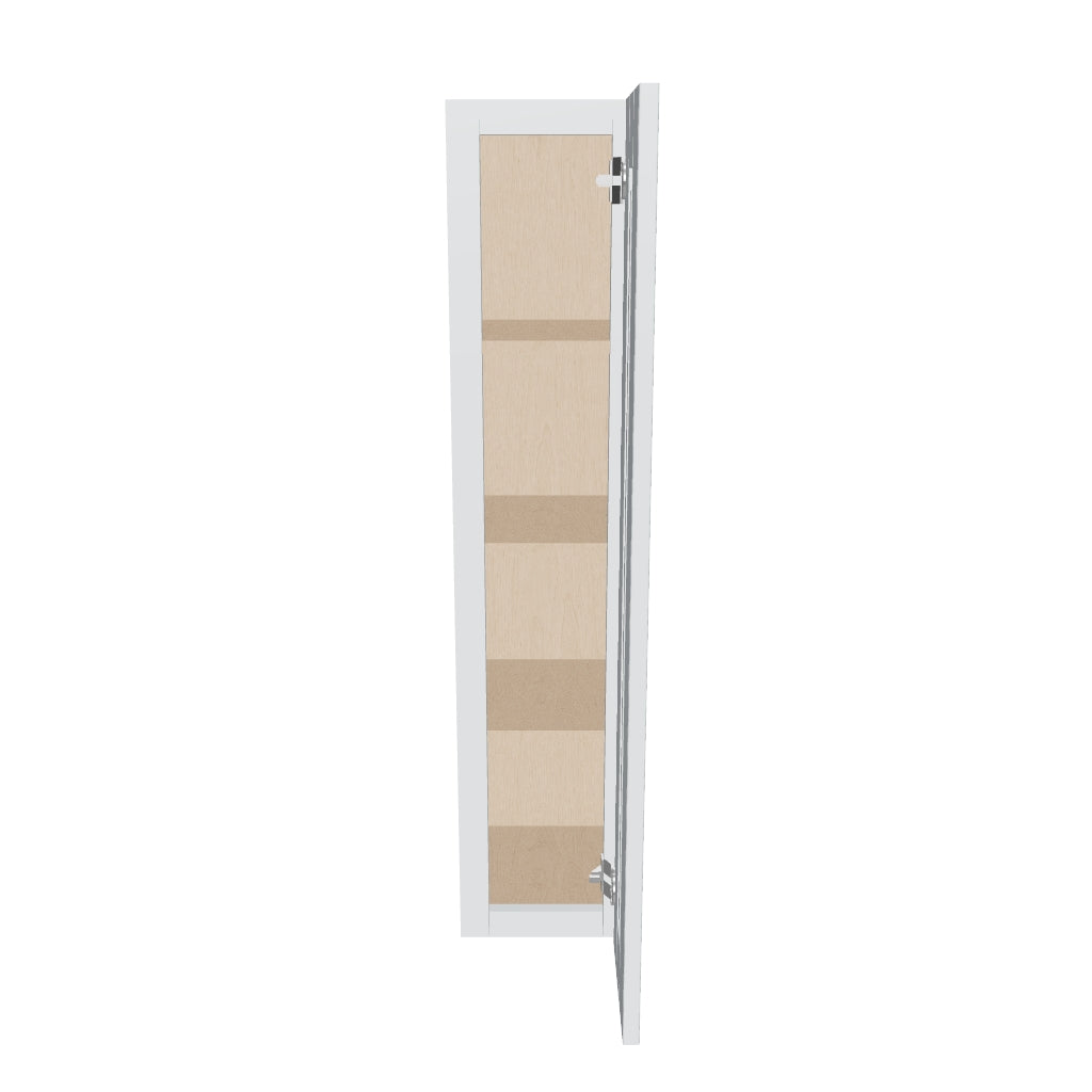 J&K White Shaker S8 Single Door Wall Cabinet   09" W x 42" H