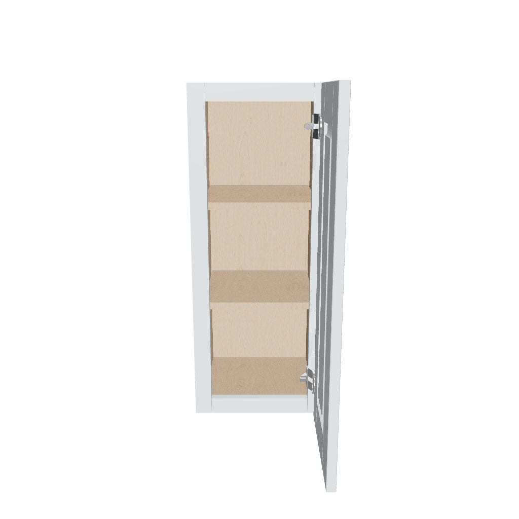 J&K White Shaker S8 Single Door Wall Cabinet   12" W x 30" H