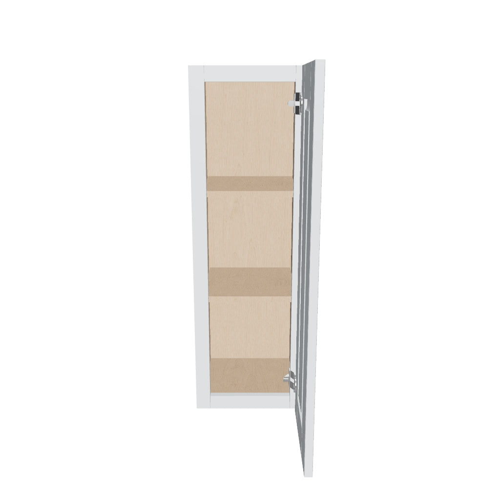 J&K White Shaker S8 Single Door Wall Cabinet   12" W x 36" H