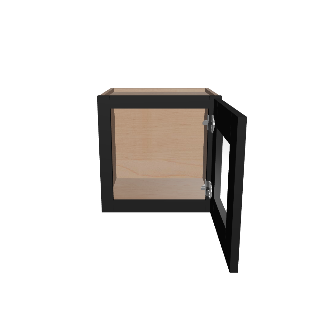 Modernform Cabinet Onyx Black Shaker 15" W X 15" H X 12" D Single Glass Door Wall Cabinet