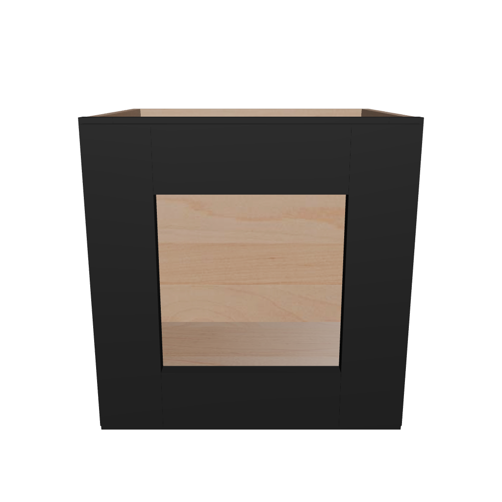 Modernform Cabinet Onyx Black Shaker 15" W X 15" H X 12" D Single Glass Door Wall Cabinet