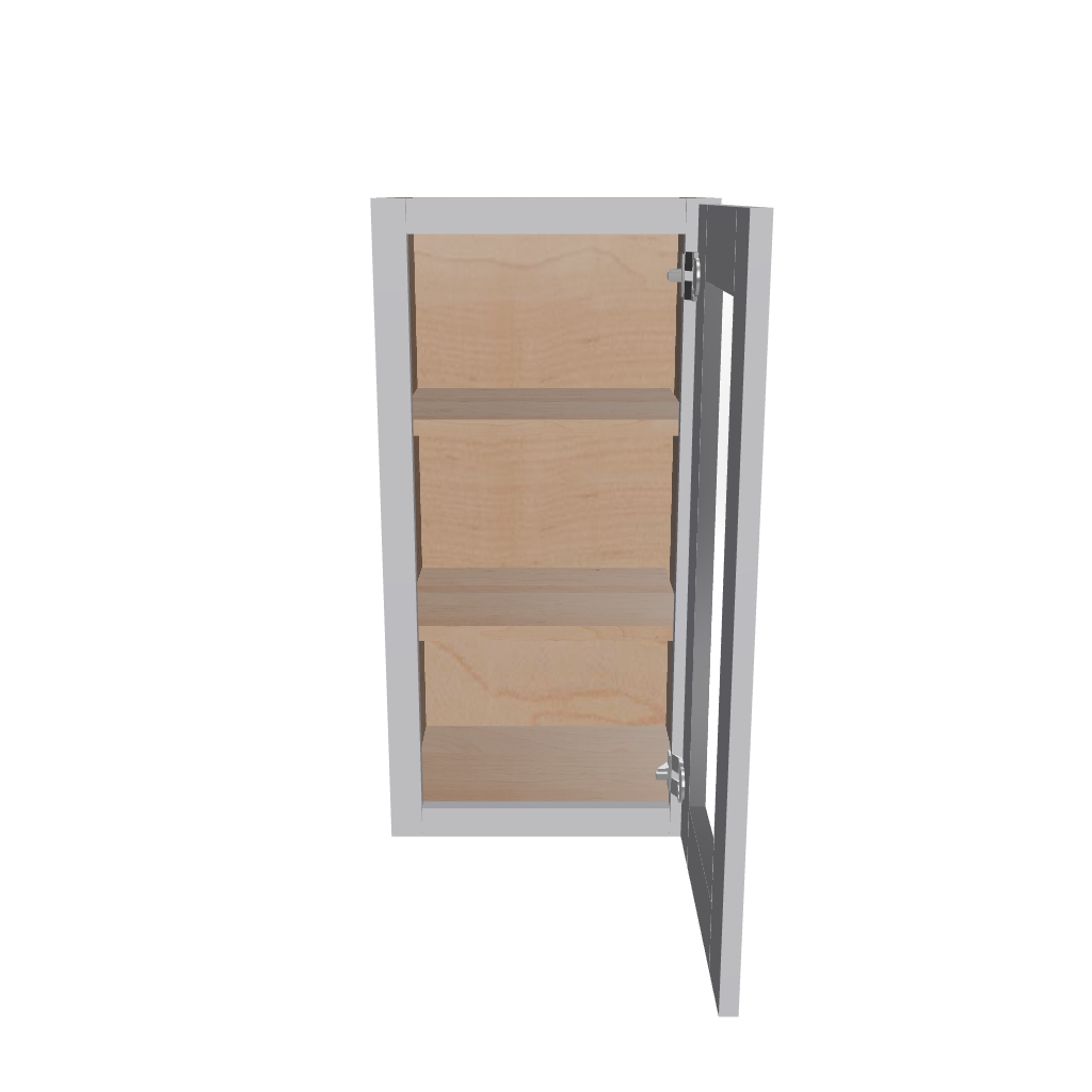 Modernform Cabinet Grey Shaker 15" W X 30" H X 12" D Single Glass Door Wall Cabinet