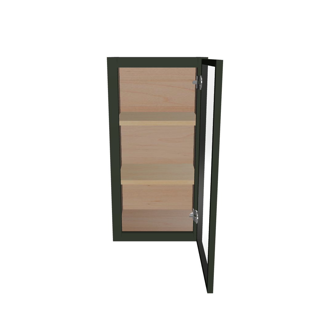 Modernform Cabinet Slim Sage Green 15" W X 30" H X 12" D Single Glass Door Wall Cabinet