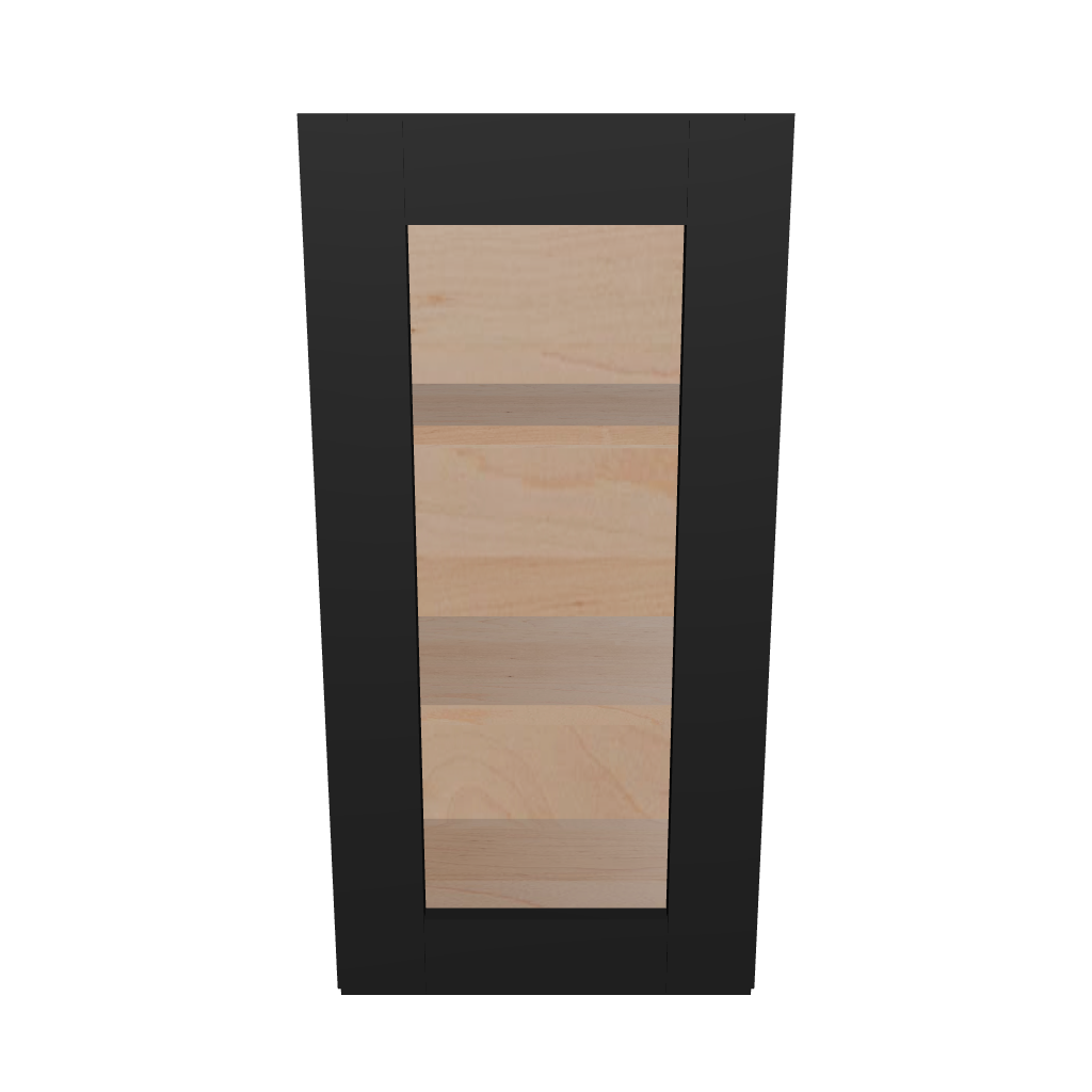 Modernform Cabinet Onyx Black Shaker 15" W X 30" H X 12" D Single Glass Door Wall Cabinet