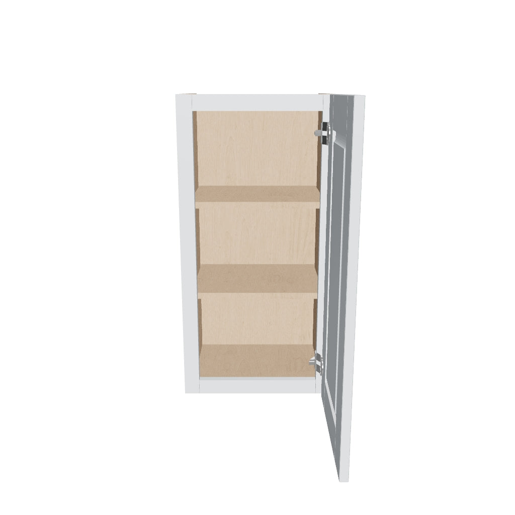 J&K White Shaker S8 Single Door Wall Cabinet   15" W x 30" H