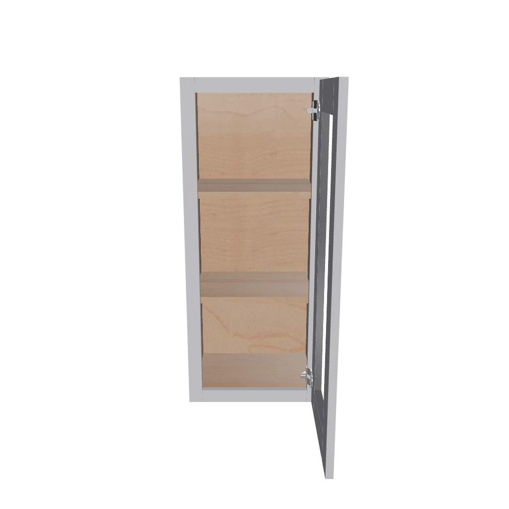 Modernform Cabinet Grey Shaker 15" W X 36" H X 12" D Single Glass Door Wall Cabinet