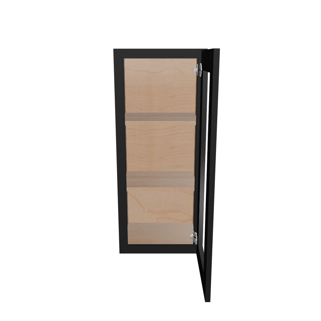 Modernform Cabinet Onyx Black Shaker 15" W X 36" H X 12" D Single Glass Door Wall Cabinet