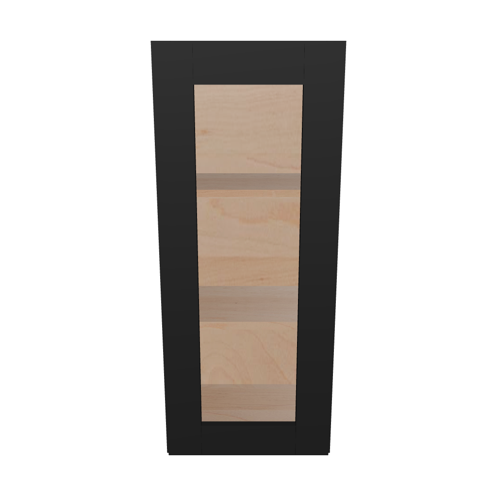 Modernform Cabinet Onyx Black Shaker 15" W X 36" H X 12" D Single Glass Door Wall Cabinet