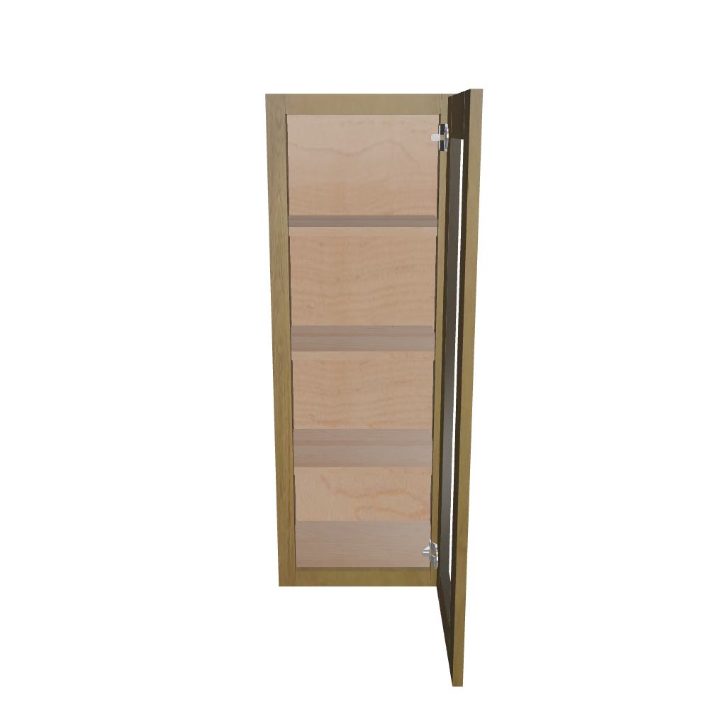 Modernform Cabinet Natural Shaker 15" W X 42" H X 12" D Single Glass Door Wall Cabinet