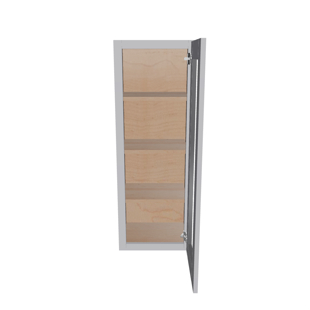 Modernform Cabinet Grey Shaker 15" W X 42" H X 12" D Single Glass Door Wall Cabinet