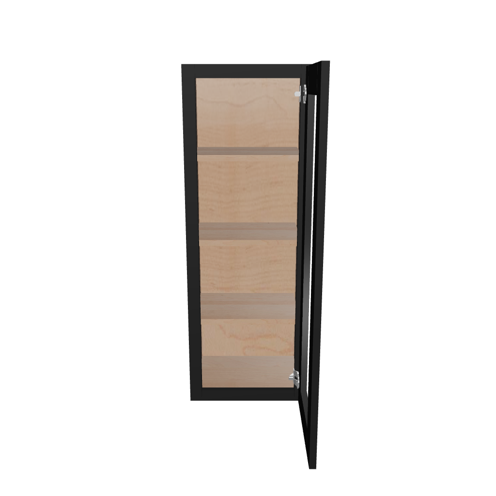 Modernform Cabinet Onyx Black Shaker 15" W X 42" H X 12" D Single Glass Door Wall Cabinet