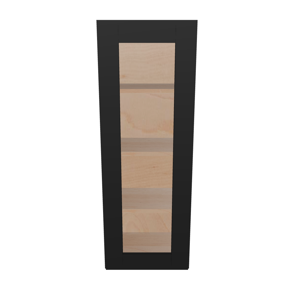 Modernform Cabinet Onyx Black Shaker 15" W X 42" H X 12" D Single Glass Door Wall Cabinet