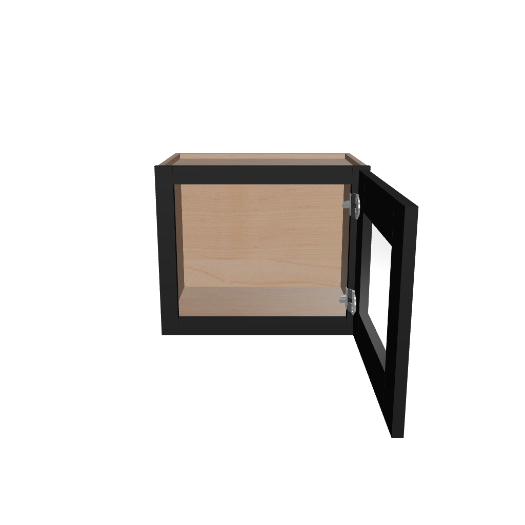 Modernform Cabinet Onyx Black Shaker 18" W X 15" H X 12" D Single Glass Door Wall Cabinet