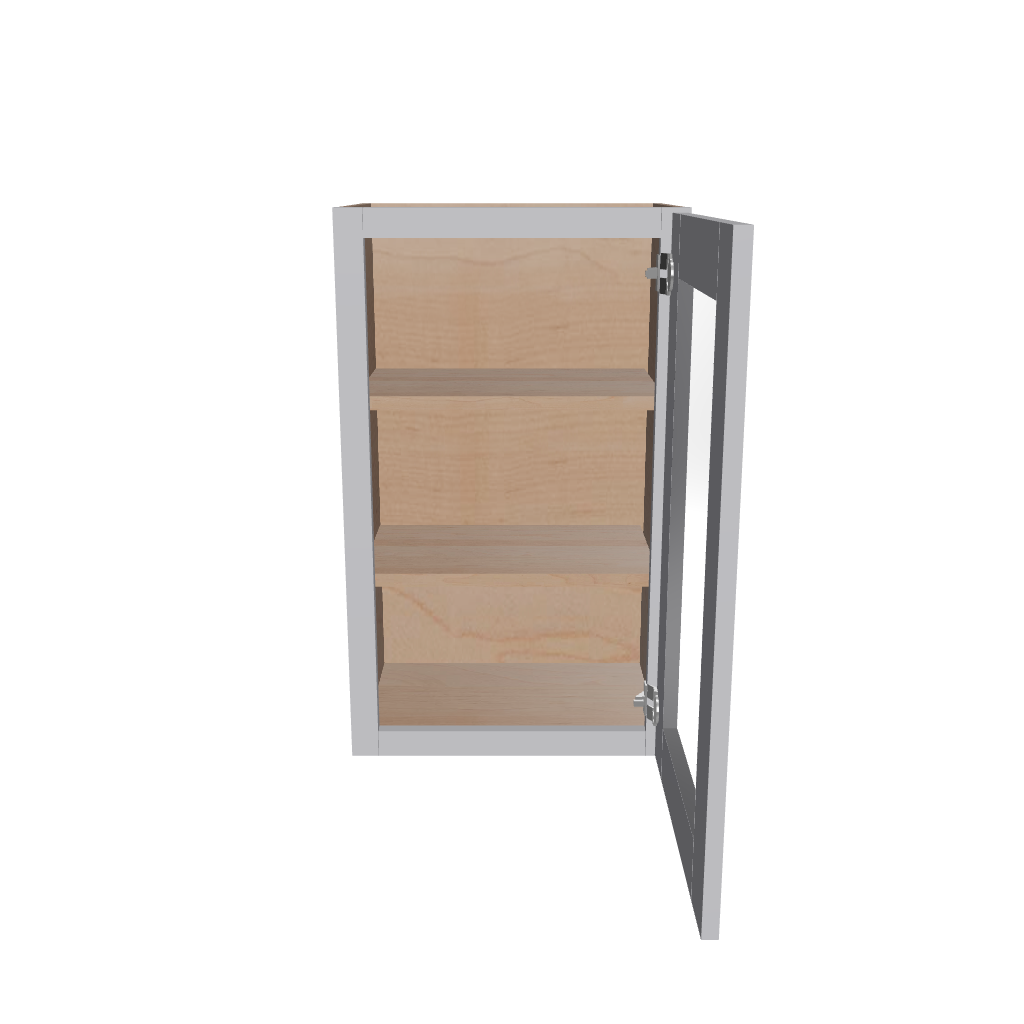 Modernform Cabinet Grey Shaker 18" W X 30" H X 12" D Single Glass Door Wall Cabinet