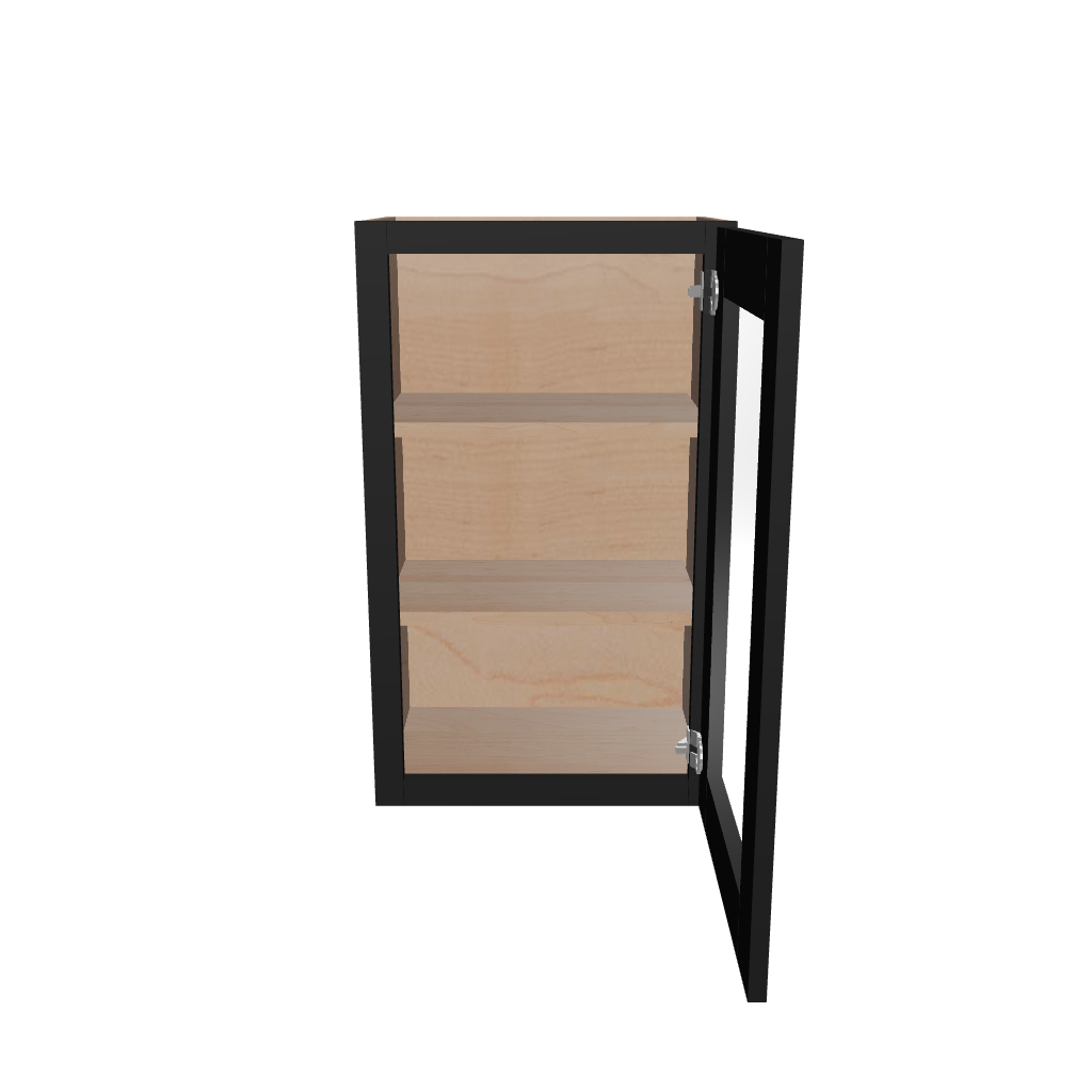 Modernform Cabinet Onyx Black Shaker 18" W X 30" H X 12" D Single Glass Door Wall Cabinet