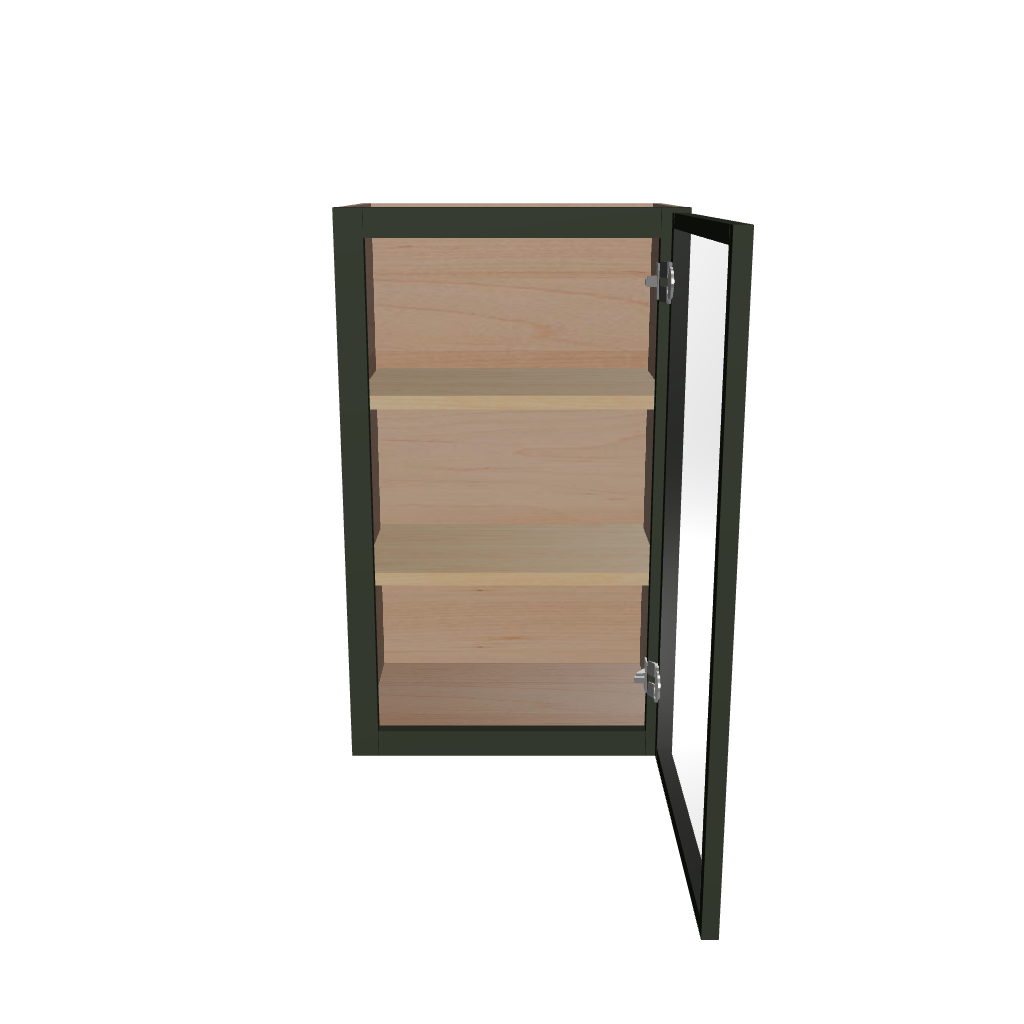 Modernform Cabinet Slim Sage Green 18" W X 30" H X 12" D Single Glass Door Wall Cabinet