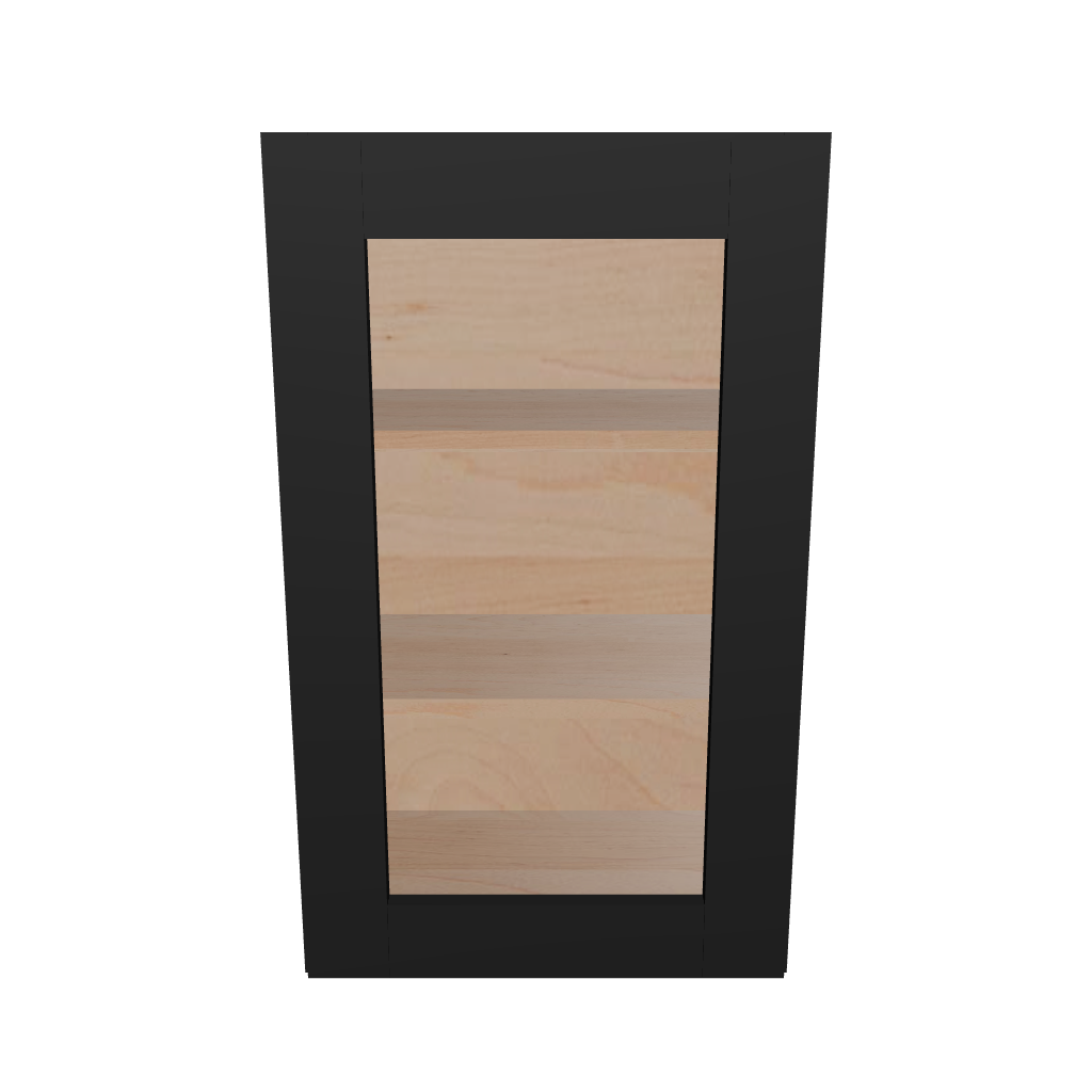 Modernform Cabinet Onyx Black Shaker 18" W X 30" H X 12" D Single Glass Door Wall Cabinet