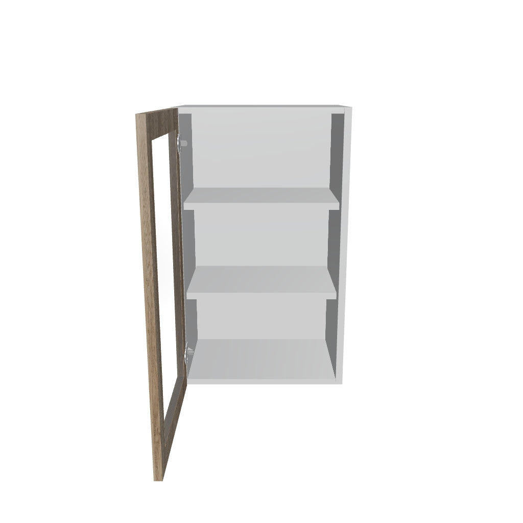 Modernform Cabinet Walnut 18" W X 30" H X 12" D Single Glass Door Wall Cabinet