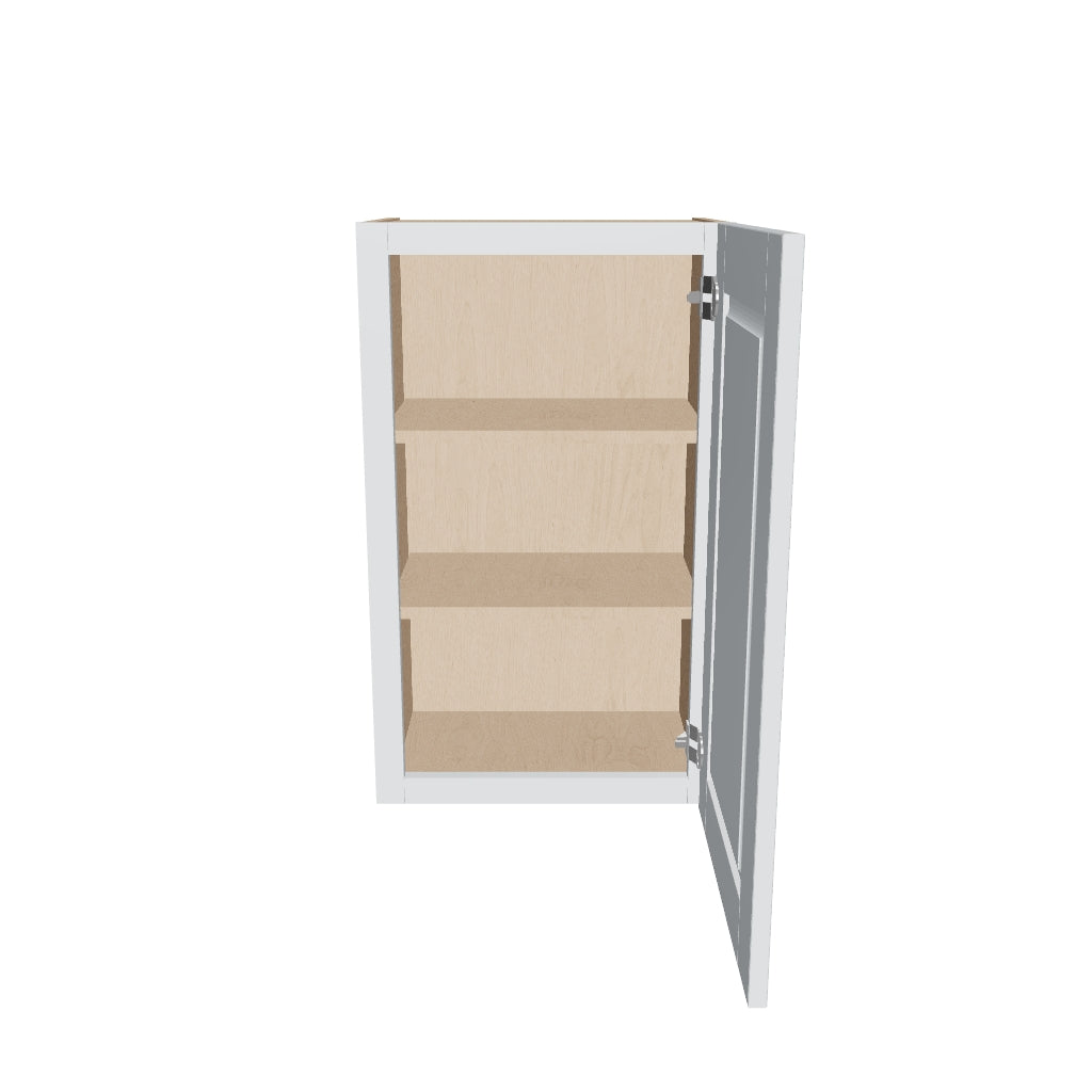 J&K White Shaker S8 Single Door Wall Cabinet   18" W x 30" H