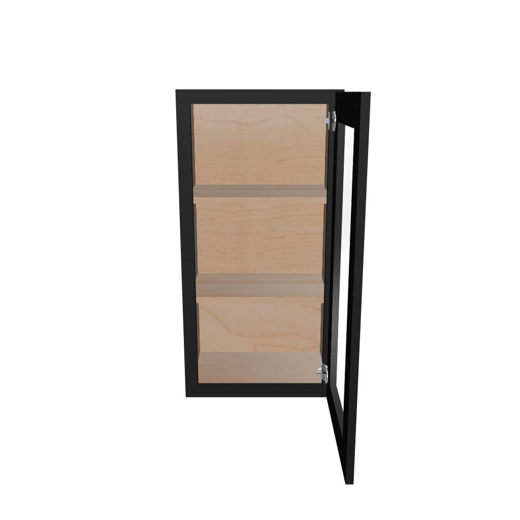 Modernform Cabinet Onyx Black Shaker 18" W X 36" H X 12" D Single Glass Door Wall Cabinet