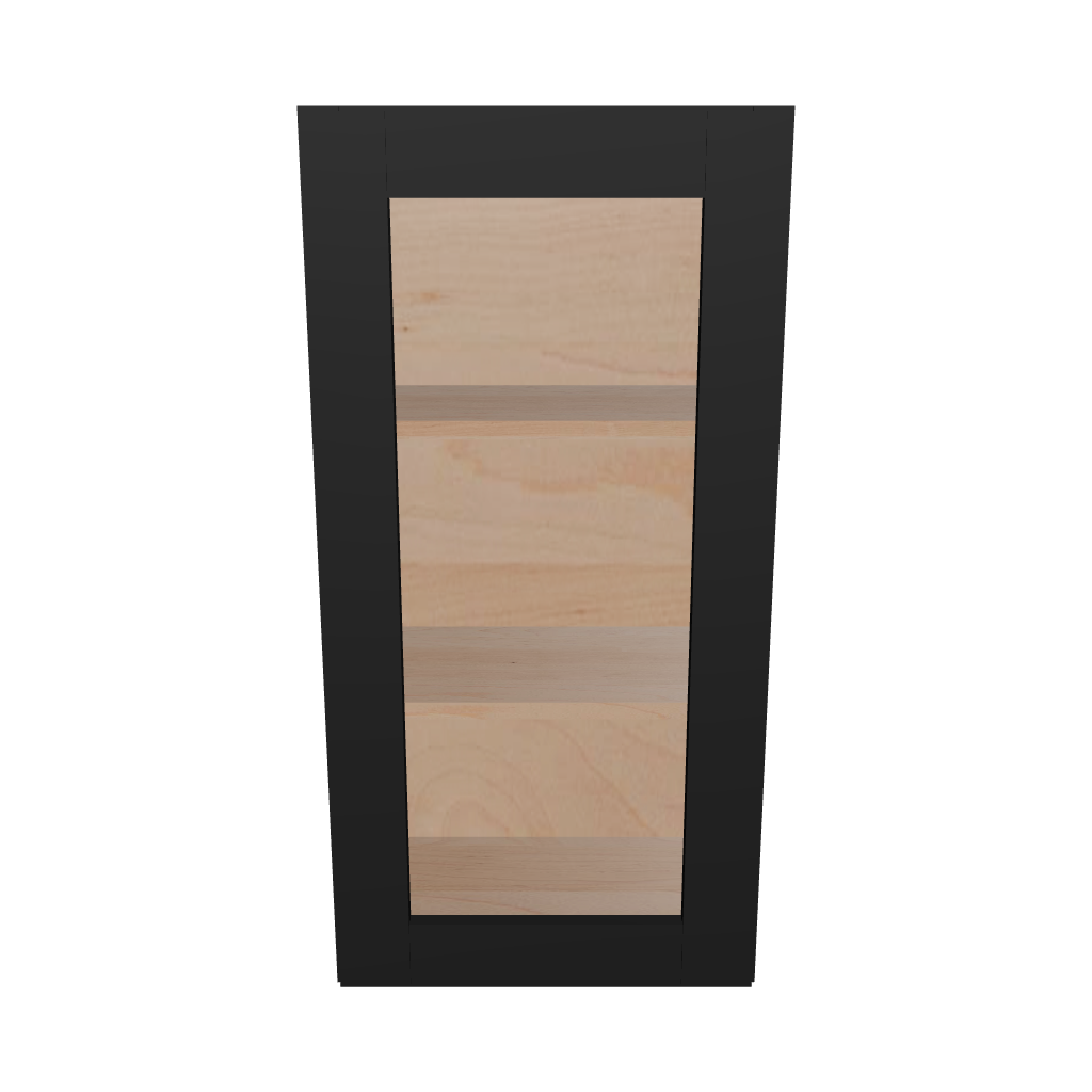 Modernform Cabinet Onyx Black Shaker 18" W X 36" H X 12" D Single Glass Door Wall Cabinet