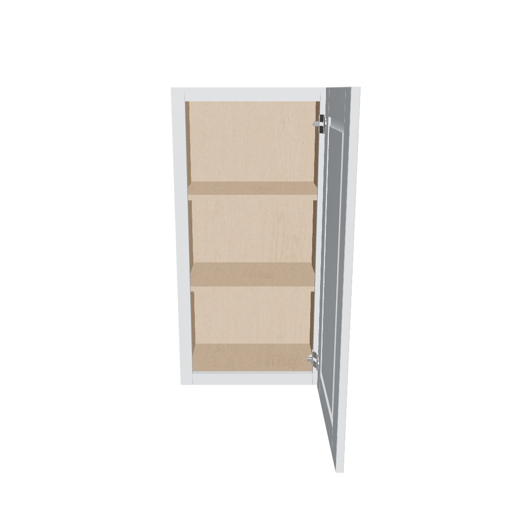 J&K White Shaker S8 Single Door Wall Cabinet   18" W x 36" H
