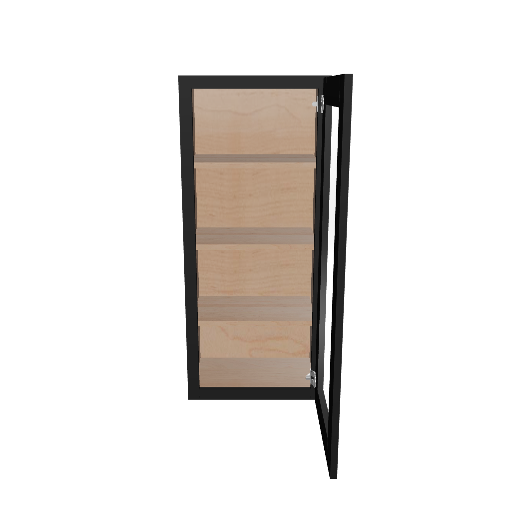 Modernform Cabinet Onyx Black Shaker 18" W X 42" H X 12" D Single Glass Door Wall Cabinet