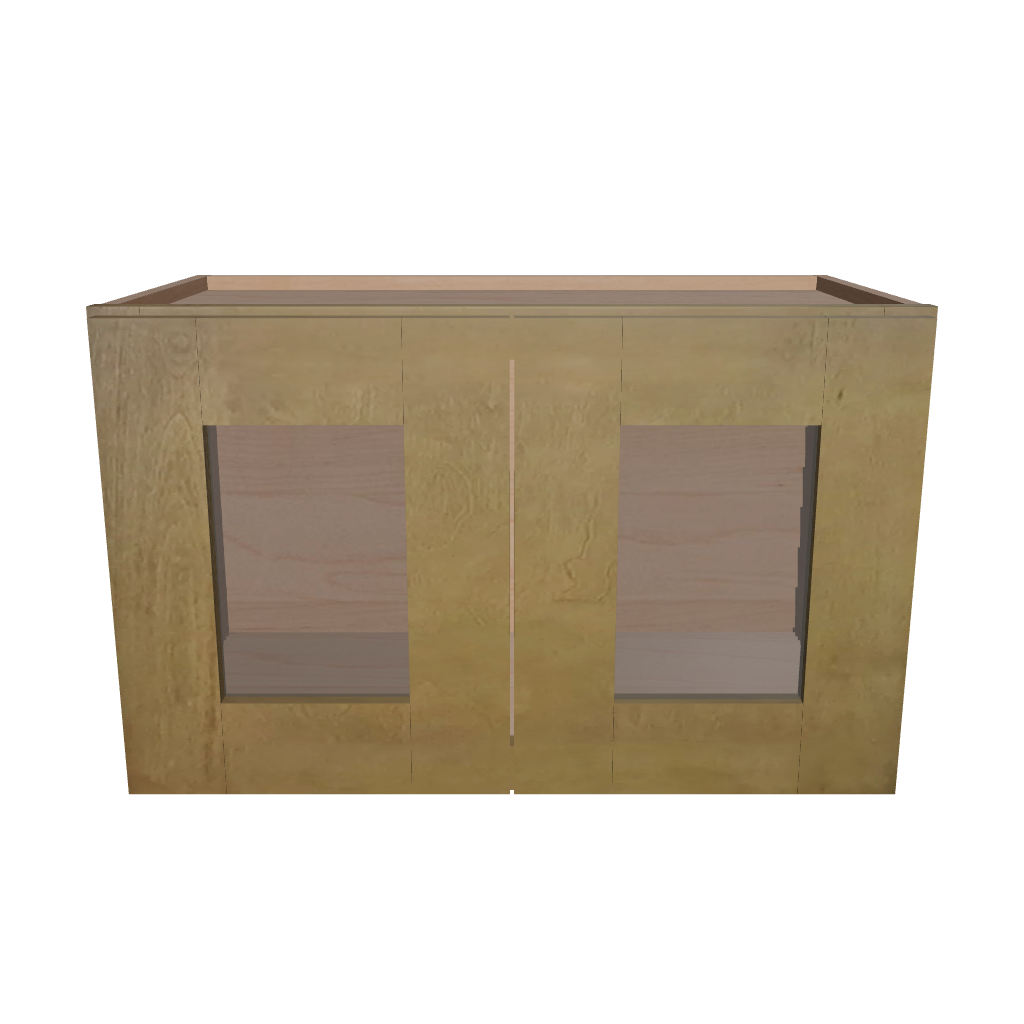 Modernform Cabinet Natural Shaker 24" W X 15" H X 12" D Double Glass Door Wall Cabinet