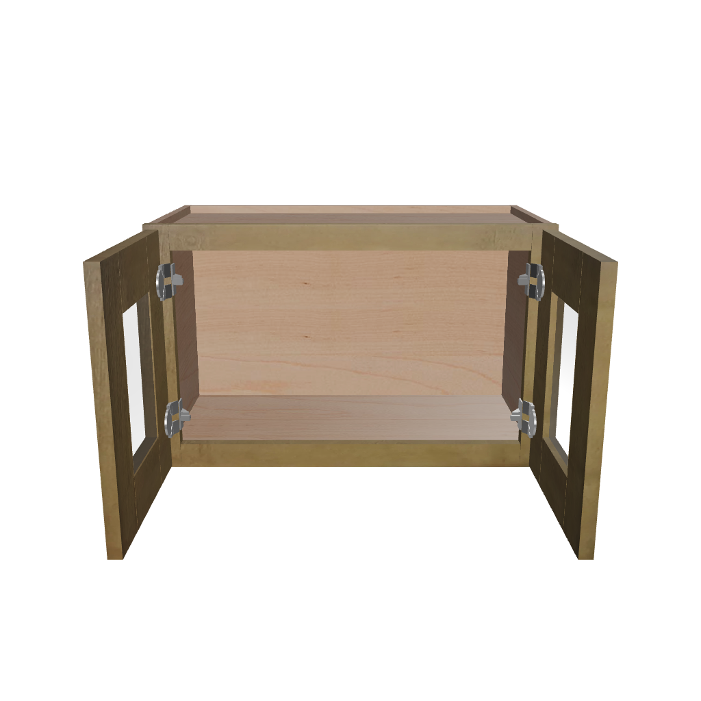 Modernform Cabinet Natural Shaker 24" W X 15" H X 12" D Double Glass Door Wall Cabinet