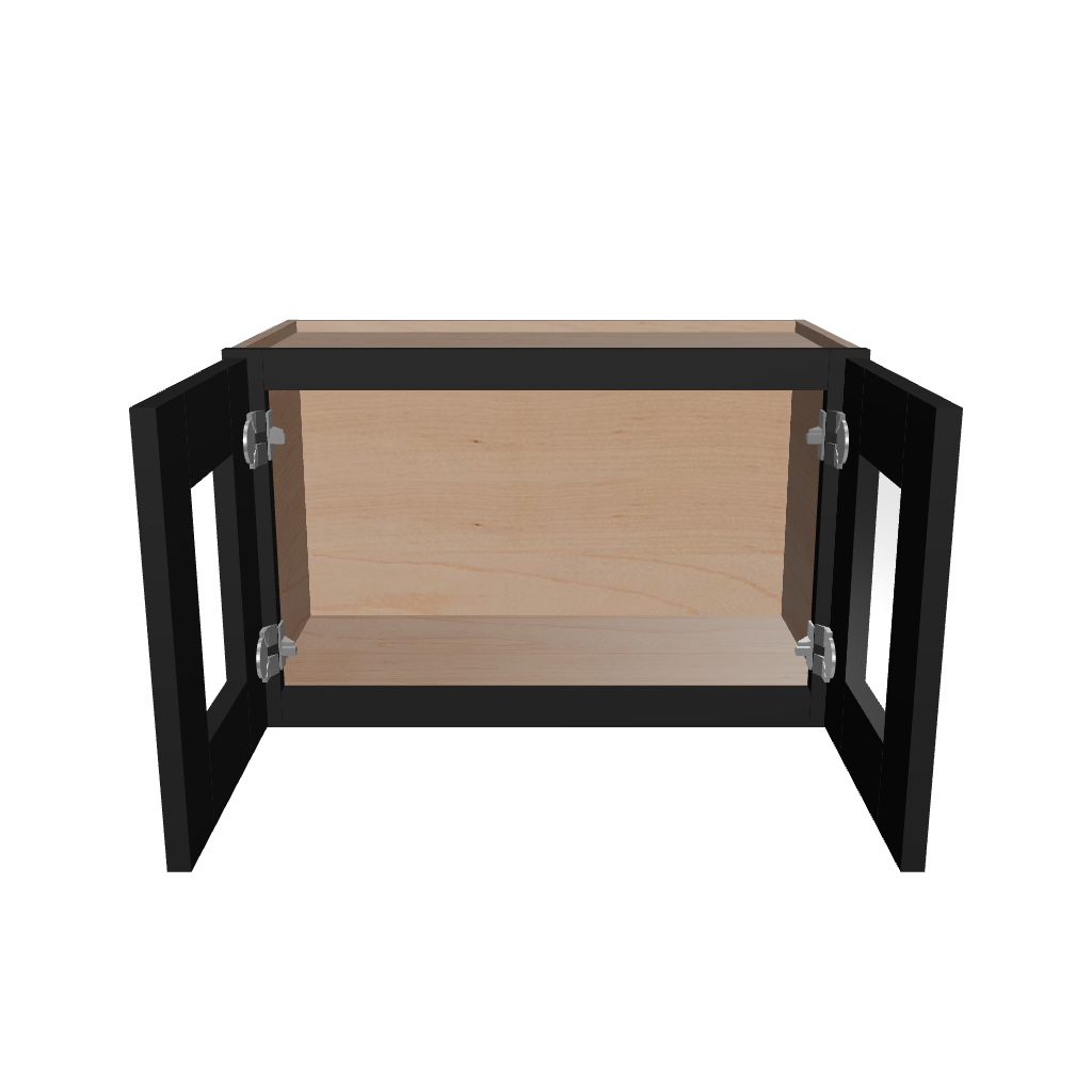 Modernform Cabinet Onyx Black Shaker 24" W X 15" H X 12" D Double Glass Door Wall Cabinet