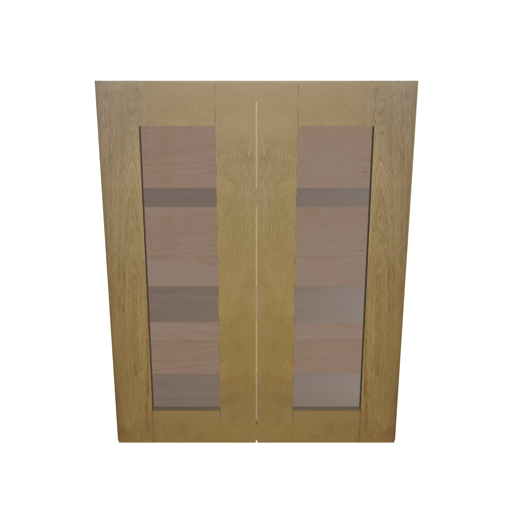 Modernform Cabinet Natural Shaker 24" W X 30" H X 12" D Double Glass Door Wall Cabinet