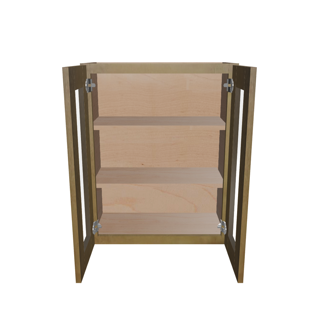 Modernform Cabinet Natural Shaker 24" W X 30" H X 12" D Double Glass Door Wall Cabinet