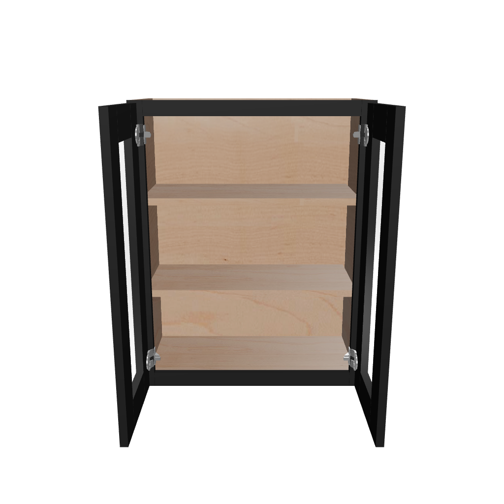 Modernform Cabinet Onyx Black Shaker 24" W X 30" H X 12" D Double Glass Door Wall Cabinet
