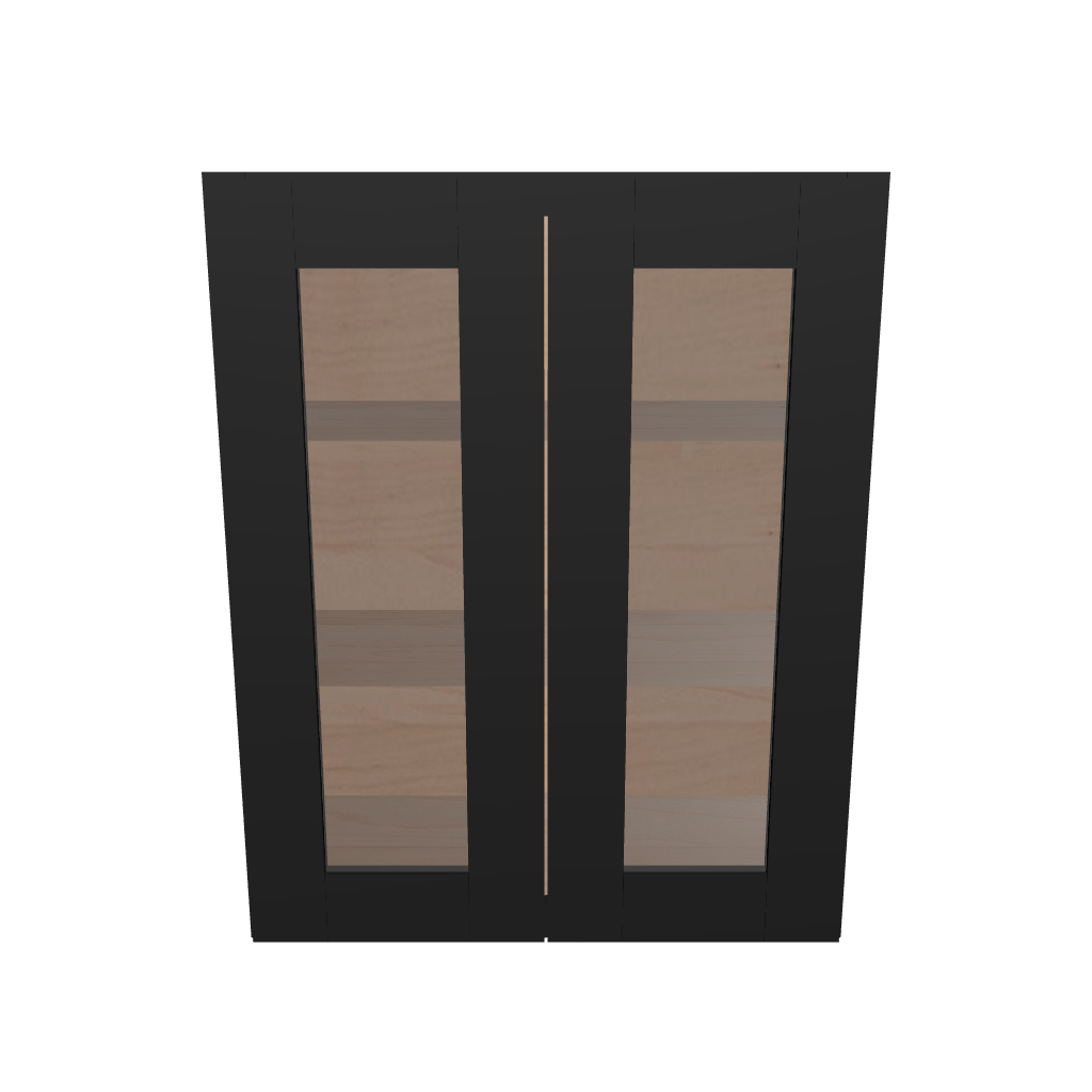 Modernform Cabinet Onyx Black Shaker 24" W X 30" H X 12" D Double Glass Door Wall Cabinet