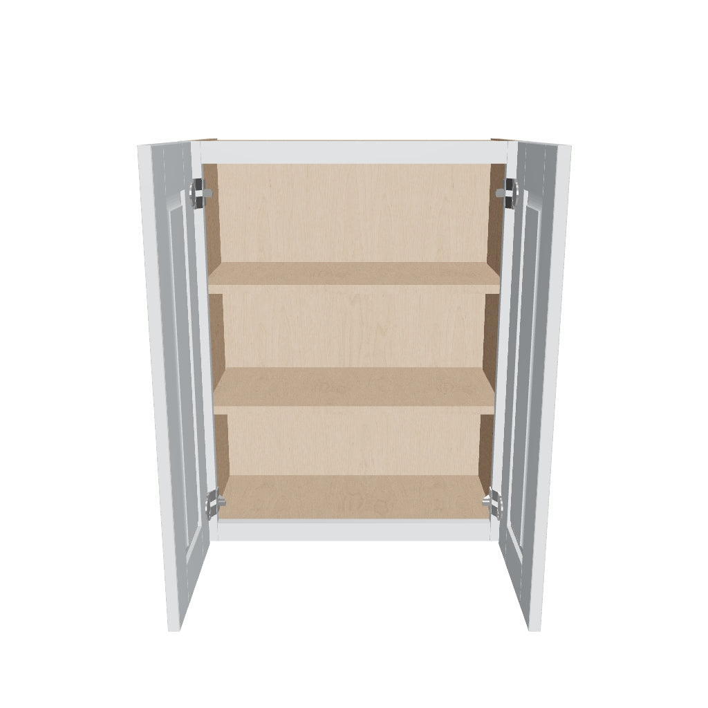 J&K White Shaker S8 Double Door Wall Cabinet   24" W x 30" H