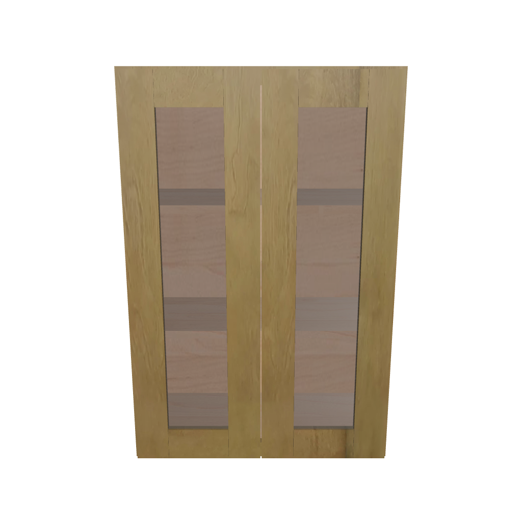 Modernform Cabinet Natural Shaker 24" W X 36" H X 12" D Double Glass Door Wall Cabinet