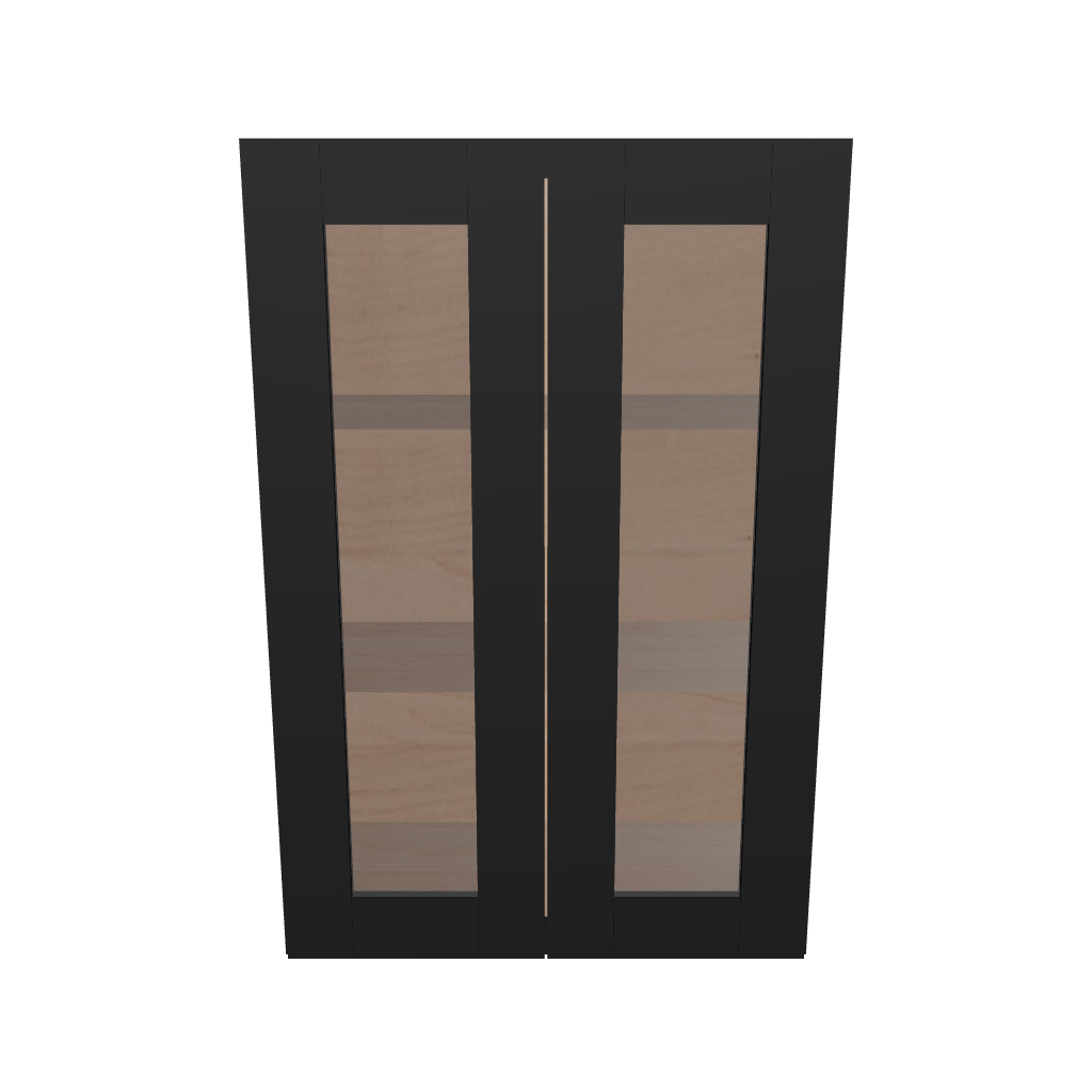 Modernform Cabinet Onyx Black Shaker 24" W X 36" H X 12" D Double Glass Door Wall Cabinet