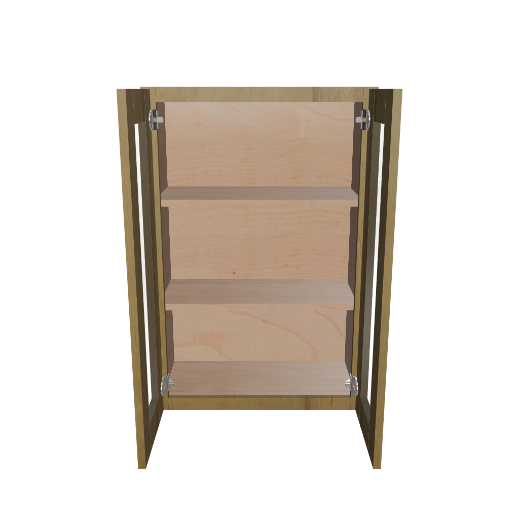 Modernform Cabinet Natural Shaker 24" W X 36" H X 12" D Double Glass Door Wall Cabinet
